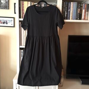 Black linen simple roomy dress that can be dressed up or worn easy